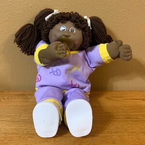 Vintage Cabbage Patch Kids Doll AA Girl With Pacifier In Transitional Outfit